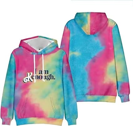 Photo 1 of I am Kenough Hooded Sweatshirt Tie Dye Streetwear Lettering Printed Hoodie SIZE MEDIUM