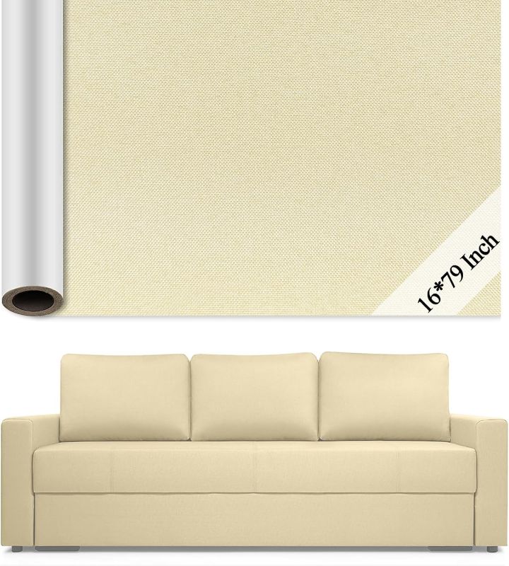 Photo 1 of 2 PACK Self-Adhesive Linen Repair Patches 16 x 79 Inch, Large Linen Fabric Patches for Sofa Repair, Couch Fabric Repair Patch Kit for Furniture, Sofa Cushion, Clothing, Car Seat, Office Chair (Beige)