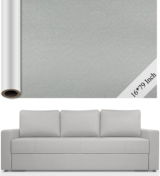 Photo 1 of 2 PACK Self-Adhesive Linen Repair Patches 16 x 79 Inch, Large Linen Fabric Patches for Sofa Repair, Couch Fabric Repair Patch Kit for Furniture, Sofa Cushion, Clothing, Car Seat, Office Chair (Light Grey)