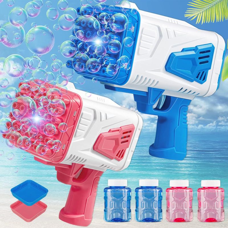 Photo 1 of 2 Bazooka Bubble Guns Machine with Light for Summer|Toddler Outdoor Toys for Kids Ages 4-8|Rocket Boom Bubble Blower|Giant Rocket Launcher Bubble Maker,Gifts for 3 5 6 7 Year Old Boys Girls Adults
