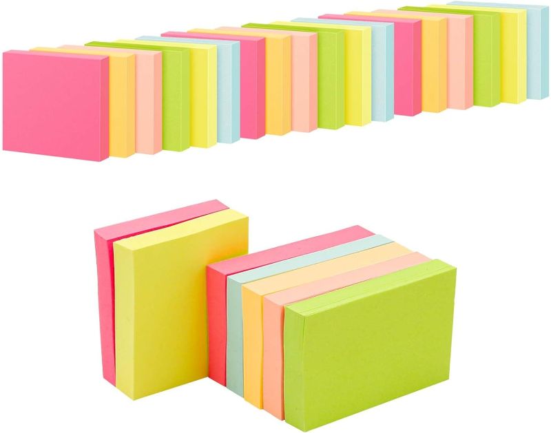 Photo 1 of Comix Sticky Notes, 1.5x2 Inches, 24 Pack, Bright Colors, Self-Stick Memo Pads for Easy Reminders and Organization, 75 Sheets/Pad
