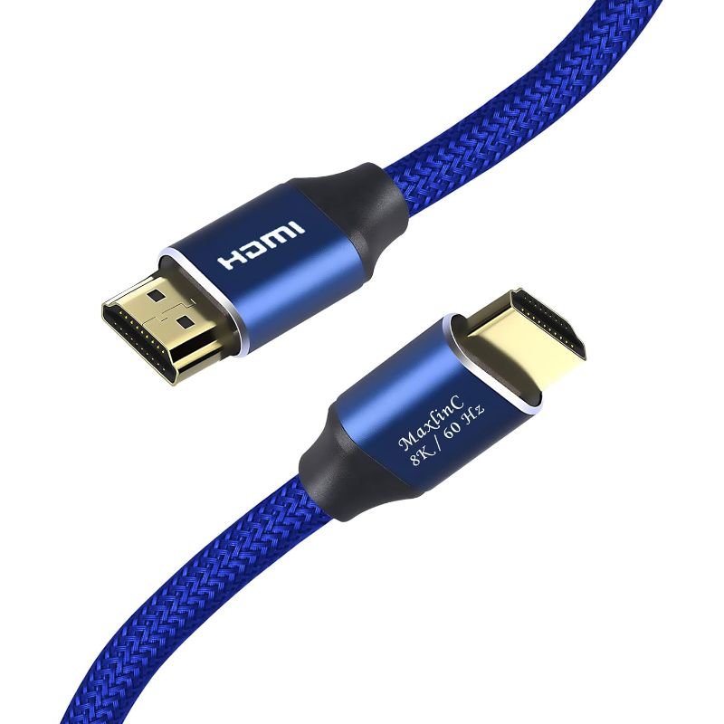 Photo 1 of MAXLIN CABLE High Speed 8K HDMI Cable 2.1, 6 ft, Blue Gaming HDMI Cords, 48Gbps 28AWG, Supports 3D HDR eARC HDCP 2.2 2.3, 4K120, 8K60, Compatible with Apple TV Ethernet Dolby Vision Roku Xbox PS5 