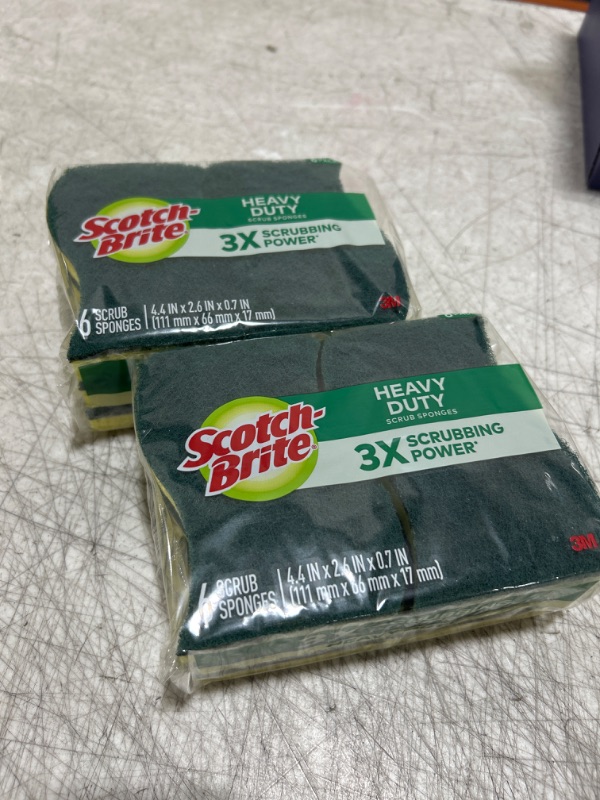 Photo 2 of 2 PACK - Scotch-Brite Heavy Duty Scrub Sponges, For Washing Dishes and Cleaning Kitchen, 6 Scrub Sponges