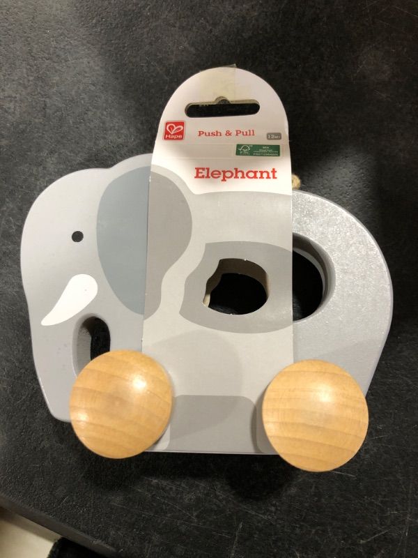 Photo 2 of (Elephant) - Hape Elephant Wooden Push and Pull Toddler Toy,Grey