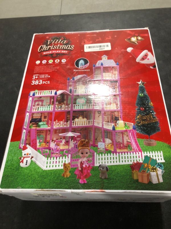 Photo 3 of Big Doll House Girl Toys Dream Dollhouse 5-Story 15 Rooms Playhouse with Furniture and Accessories Snowman Santa Claus Christmas Tree Gift Toy for Kids Ages 3 4 5 6 7 8 9 10 Year Old Girls