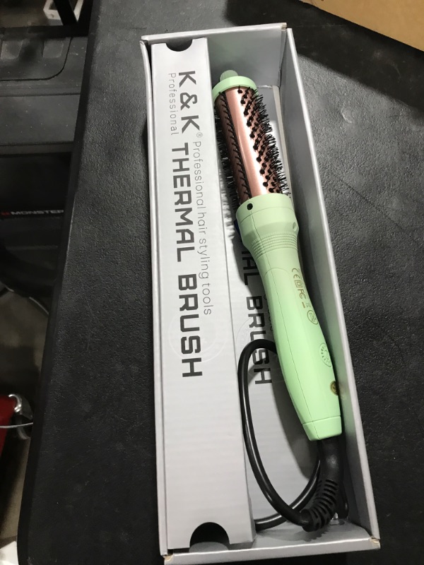 Photo 2 of 1.25 Inch Heated Curling Brush Ceramic Tourmaline Ionic Curling Iron Volumizing Hot Brush Create Root Volume & Loose Curls, Digital Display 9 Temperatures Round Brush Volumizer, Dual Voltage 1.25 Inch Green