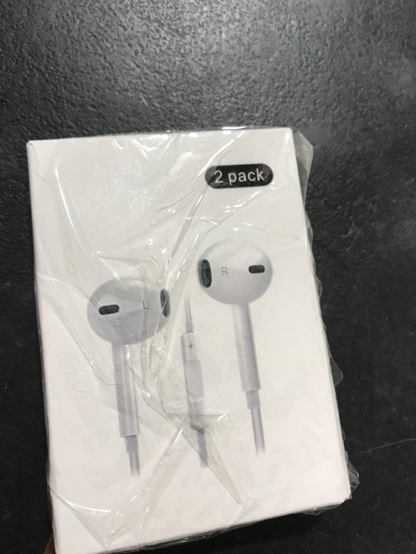 Photo 3 of 2 Packs iPhone Headphones for Apple Earbuds Wired Lightning Earphones [Apple MFi Certified] (Built-in Mic and Volume Control) Noise Cancelling Headphones for iPhone 14/13/12/11/XR/XS/X/8/7/Pro/Pro Max LT-2PC