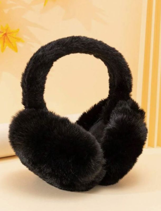 Photo 1 of 1pair Women Solid Warm Fashion Black Earmuffs 