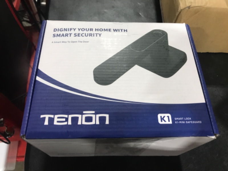 Photo 1 of Tenon K1 Fingerprint Smart Door Lock with Handle, Biometric Fingerprint Deadbolt, Keyless Entry Door Lock, Deadbolt with Tuya, Emergency Charging, Easy Installation for Home/Bedroom/Office(Black)