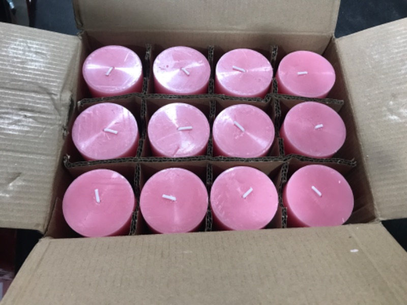 Photo 2 of 2"x3" pink  Pillar Candles, Set of 12 Handmade Pillar Candles Bulk, Large Pillar Candle, Dripless Pillar Candles for Weddings, Parties, Halloween, Church, Home Décor pink 2"*3"