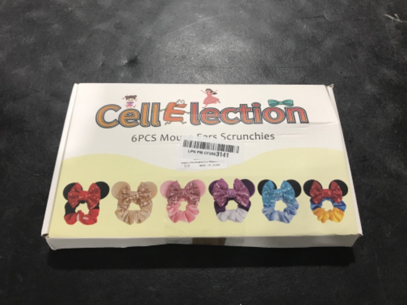 Photo 3 of 6 Pack Mouse Ears Scrunchies Velvet Sparkle Sequin Bows Hair Scrunchies Hair Ties Elastic Rubber Bands Ponytail Holders for Kids Women Girls Adult Christmas Party Decoration ?Blue&Red&Purple?