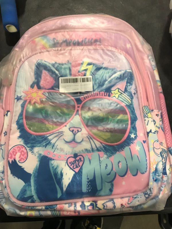 Photo 1 of Robhomily Girls Backpack with Lunch Box for Elementary School Preschool Kindergarten,16 Inch Cute Cat Kids Backpack with Lunch Bags Sets for Girls,Pink School Backpack Cute Cat Sets