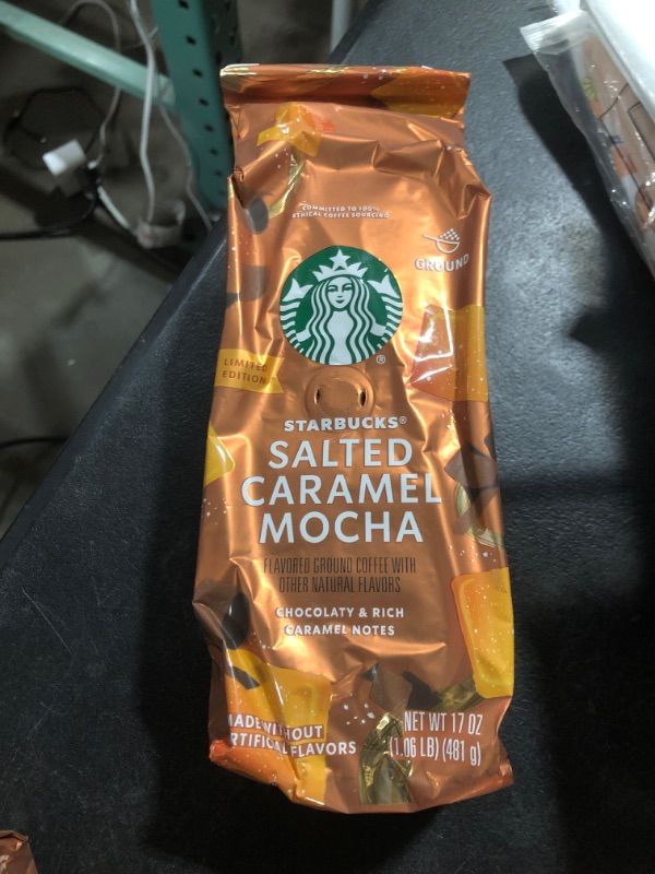 Photo 2 of Starbucks Ground Coffee, Salted Caramel Mocha Naturally Flavored Coffee, 100% Arabica, Limited Edition, 1 Bag (17 Oz) Ground 6.38 Pound (Pack of 1)