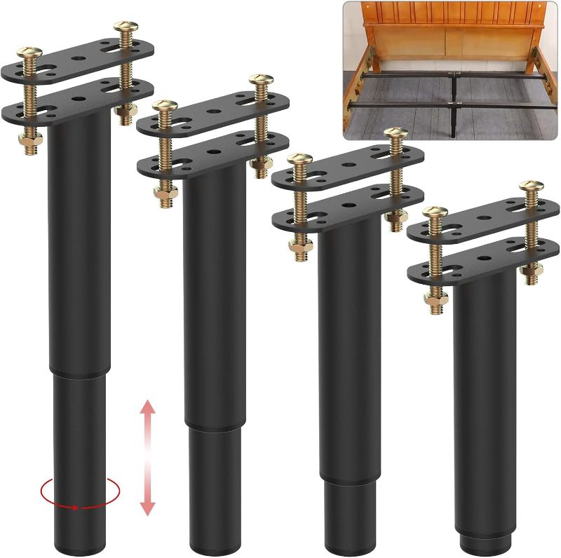 Photo 1 of 4PCS 7"-13" Adjustable Height Bed Frame Support Legs,Multifunction Metal Adjustable Furniture Leg, Center Support Leg for Bed Frame,Replacement Leg for Bed Frame Sofa Cabinet
