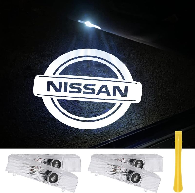 Photo 1 of No Fade Car Door Lights Logo for Nissan, LED Welcome Lights Accessories Compatible with Nissan Altima Maxima Armada Titan Quest Pathfinder TERRA (NS2-4p)
