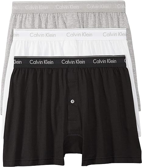 Photo 1 of Calvin Klein Men's Cotton Classics 3-Pack Knit Boxer Black, Grey Heather, White Large