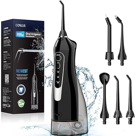 Photo 1 of COSLUS Water Dental Flosser Teeth Pick: Portable Cordless Oral Irrigator 300ML Rechargeable Travel Irrigation Cleaner IPX7 Waterproof Electric Waterflosser Flossing Machine for Teeth Cleaning F5020E