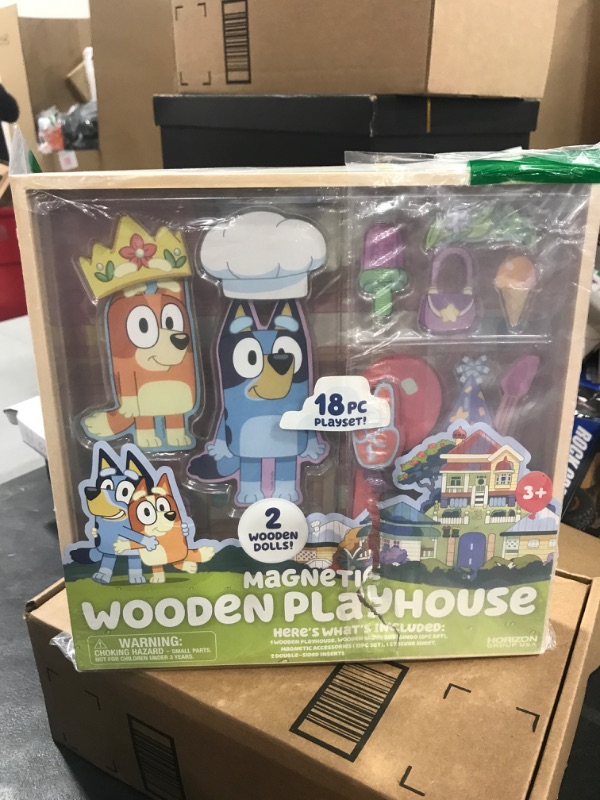 Photo 1 of Bluey Magnetic 18 Piece Wooden Dolls House Playset, Great Birthday Gift for Kids, Fun House Party Activity Bluey House Playset