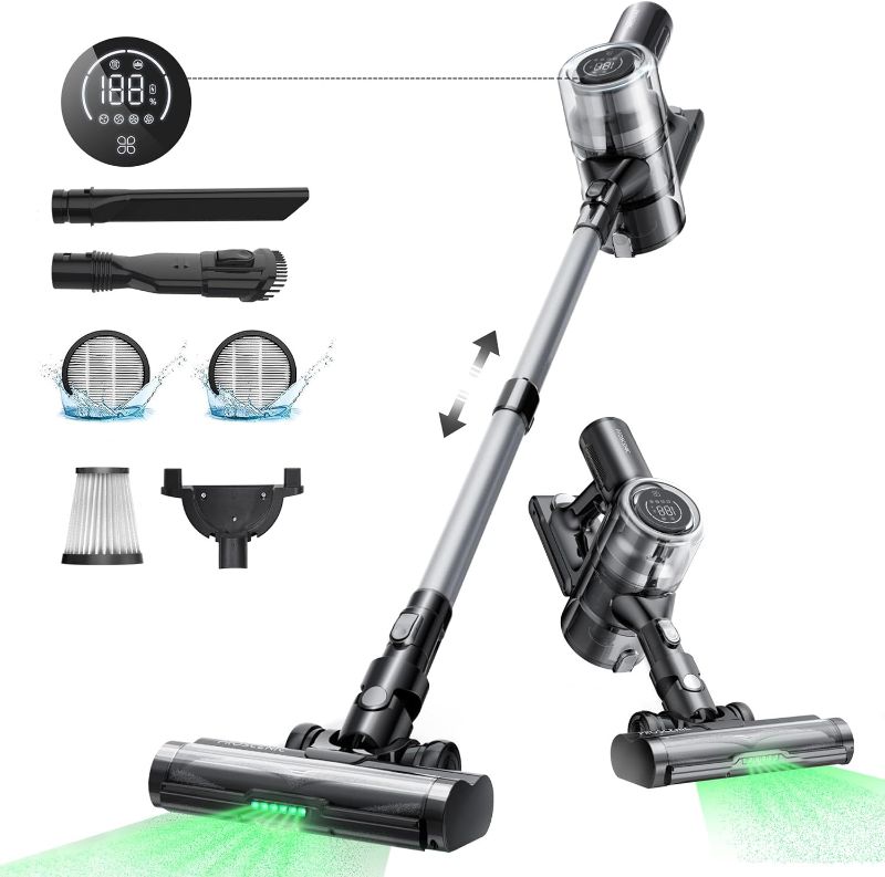 Photo 1 of Proscenic P12 Cordless Vacuum Cleaner, Vertect Light, Anti-Tangle Brush, Stick Vacuum with Touch Display, 33Kpa/120AW Cordless Vacuum, Max 60mins Runtime, Deep Clean for Pet Hair, Hard Floor & Carpets