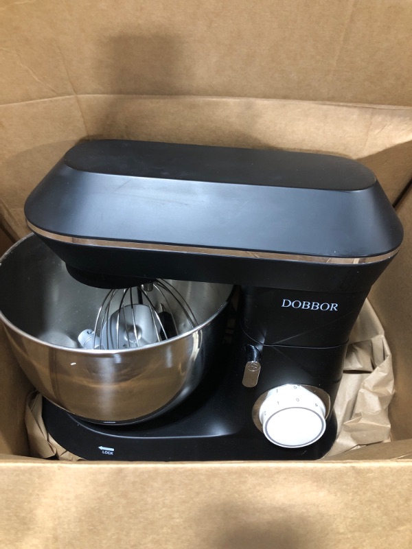 Photo 2 of DOBBOR Electric Stand mixer, 9.5QT 660W 7 Speeds Tilt-Head Dough Mixers, Bread Mixer with Dough Hook, Whisk, Beater, Cake, Cookie, Pizza, Muffin, Salad and More - Black
