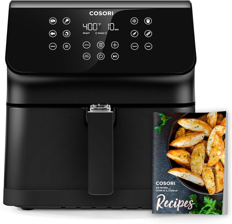 Photo 1 of COSORI Pro II Air Fryer Oven Combo, 5.8QT Large Airfryer that Toast, Bake, 12-IN-1 Customizable Functions, Cookbook and Online Recipes, Nonstick & Detachable Square Basket, Dishwasher-Safe, Black
