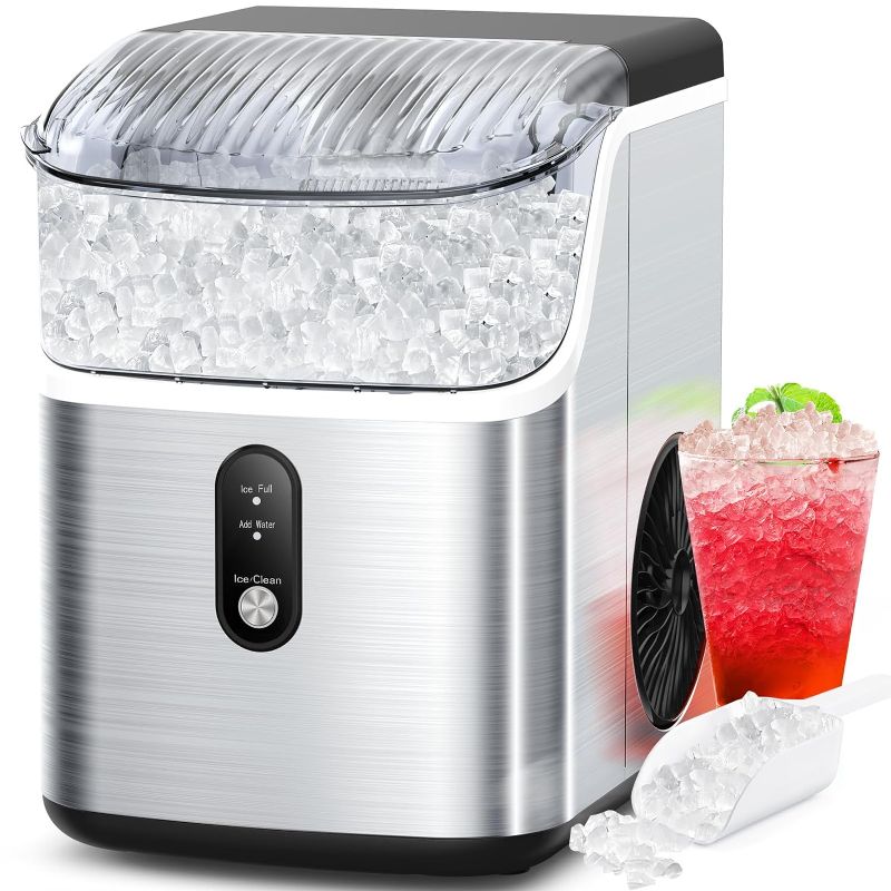 Photo 1 of COWSAR Nugget Ice Makers Countertop, Soft Chewable Crushed Ice Maker Machine, Portable Pebble Ice Maker Countertop, 34Lbs/Day, Self-Cleaning, One-Button Operation Ice Machine for Home Kitchen Party
