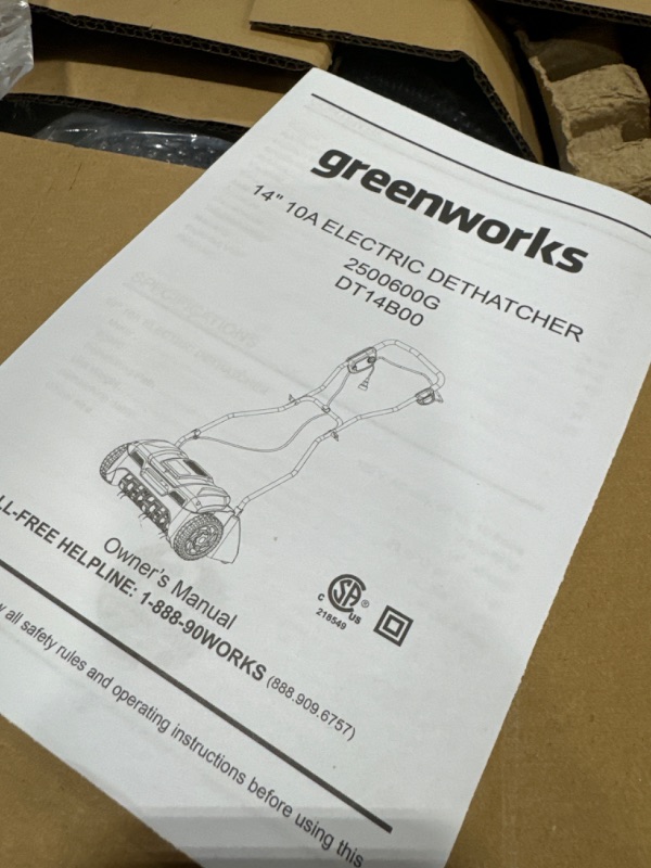 Photo 6 of Greenworks 10 Amp 14” Corded Electric Dethatcher (Stainless Steel Tines)