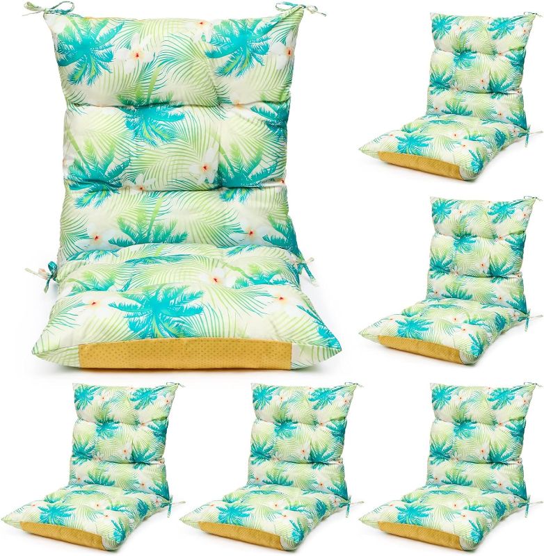 Photo 1 of Hoteam 6 Set Patio Chair Cushions Outdoor High Chair Cushion Waterproof Patio Seat Cushions Rocking Chair Cushion Indoor Outdoor Thickened Patio Chair Pad(Fresh Color, Patterned Style)
