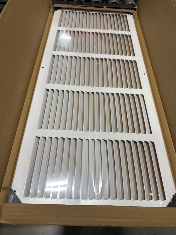 Photo 2 of Handua 26"W x 10"H [Duct Opening Size] Steel Return Air Grille (HD Series) Vent Cover Grill for Sidewall and Ceiling, White | Outer Dimensions: 27.75"W X 11.75"H for 26x10 Duct Opening 26"W x 10"H [Duct Opening]