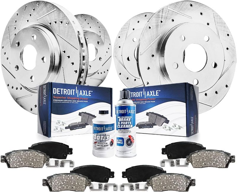 Photo 1 of Detroit Axle - Brake Kit for 2011-2014 Ford Edge, 2011-2015 Lincoln MKX Drilled & Slotted Brake Rotors Ceramic Brakes Pads Replacement : 12.60'' inch Front and 12.9'' inch Rear Rotor

