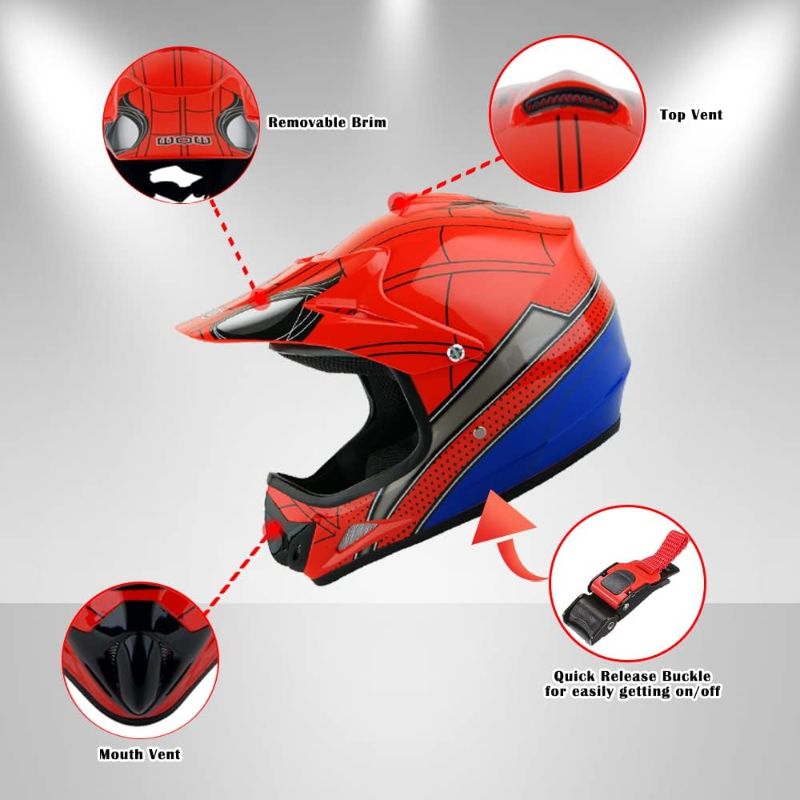 Photo 1 of 1Storm Youth Kids Motocross BMX MX ATV Dirt Bike Helmet Dragon Dinosaur Spider Web: HJOY
