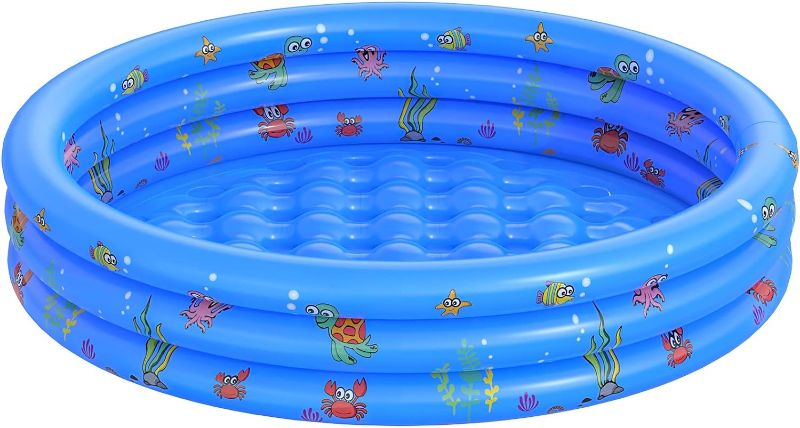 Photo 1 of Garden Round Inflatable Baby Swimming Pool, Portable Inflatable Child/Children Little Pump Pool,Kiddie Paddling Pool Indoor&Outdoor Toddler Water Game Play Center for Kids/Girl/Boy
