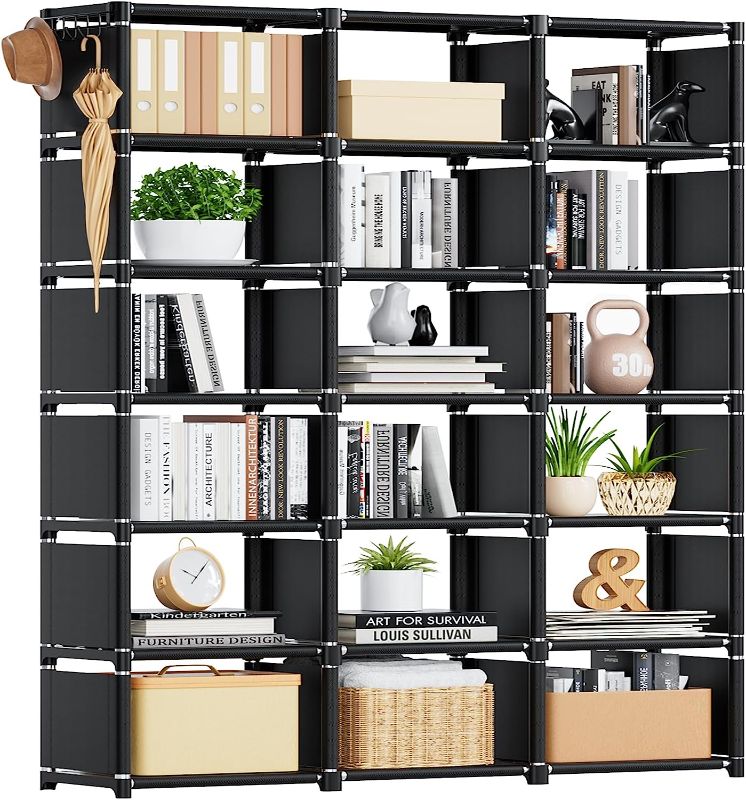 Photo 1 of Mavivegue Bookshelf, 18 Cube Storage Organizer, Extra Large Book Shelf Organizer, Tall Bookcase, Book Cases/Shelves, Black Cube Shelf, Cubbies Closet Shelves for Bedroom, Living Room, Home, Office
