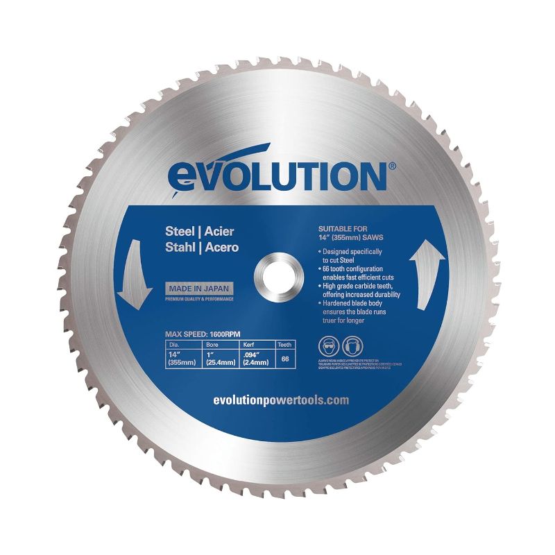 Photo 1 of Evolution Power Tools 14BLADEST Steel Cutting Saw Blade, 14-Inch x 66-Tooth , Blue

