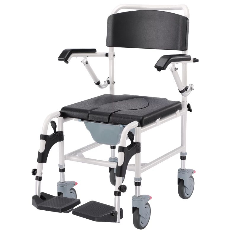 Photo 1 of GreenChief 3-in-1 Shower Wheelchair with Commode, Rolling Shower Chair, Folding Transport Wheelchair, Shower Chair with Wheels, Mobile Shower Chair for Seniors, Disabled, Injured 300lbs
