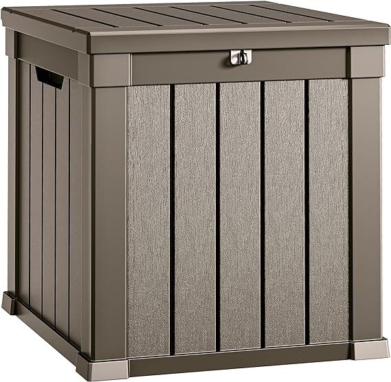 Photo 1 of YITAHOME 30 Gallon Deck Box Outdoor Storage Box, Waterproof Resin Package Delivery and Storage Box with Lockable Lid for Patio Furniture Cushions, Pool Accessories, Garden Tools, 
