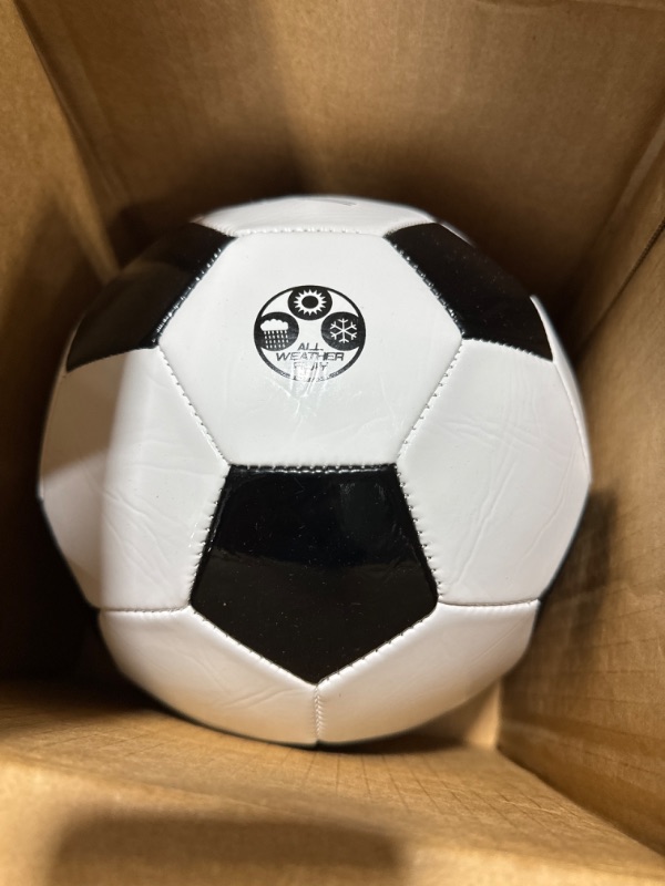 Photo 2 of Franklin Sports Soccer Balls - Competition 100 Youth + Adult Soccer Balls - Size 3, Size 4 + Size 5 Traditional Soccer Balls - Single + 12 Ball Bulk Packs - Black + White Size 5 - 1 Inflated Ball