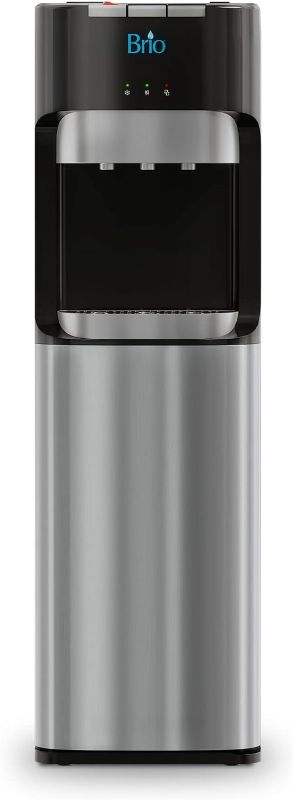 Photo 1 of Brio Bottom Loading Water Cooler Dispenser for 5 Gallon Bottles - 3 Temperatures with Hot, Room & Cold Spouts, Child Safety Lock, LED Display with Empty Bottle Alert, Stainless Steel

