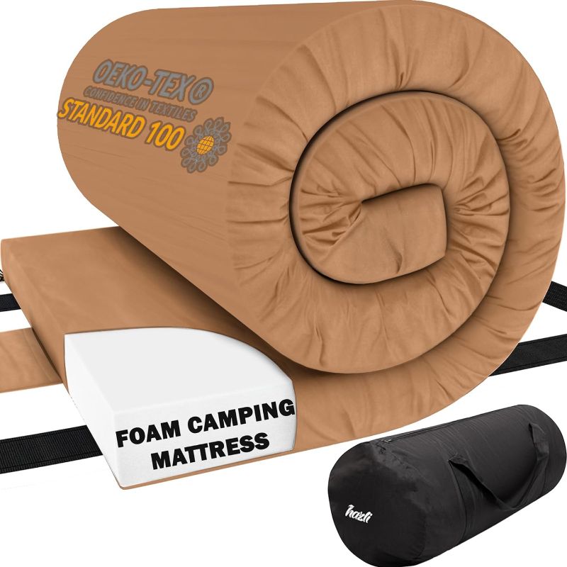 Photo 1 of Cot Mattress Pad for Camping - Roll Up Mattress for Camp - Waterproof Roll Away Bed for Sleepover, Sleeping Mat, Cot Mattress Pad, Heavy Duty Travel Cot Pad Bed Roll
