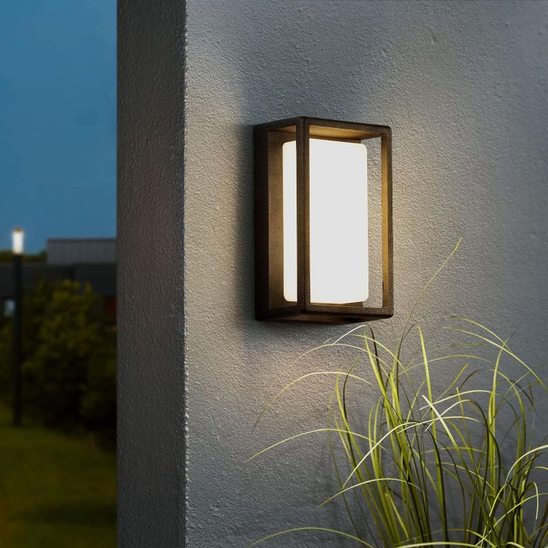 Photo 1 of MVBT Modern Outdoor Solar Wall Light, LED Porch Patio Door Entryway Sconce Exterior Fixture Wall Lamp 3000K Landscape Lighting with No Wiring Required
