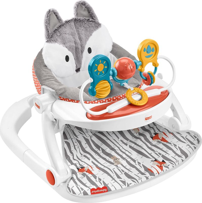 Photo 1 of Fisher-Price Portable Baby Chair Premium Sit-Me-Up Floor Seat with Snack Tray and Toy Bar, Plush Seat Pad, Peek-a-Boo Fox
