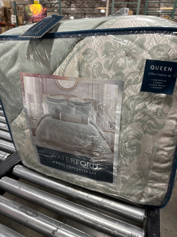 Photo 3 of Waterford Castle Cove 6 Piece Comforter Set, Queen - Spa Blue
