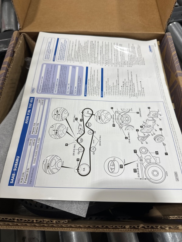 Photo 2 of AISIN TKF-001 Engine Timing Belt Kit with Water Pump - Compatible with Select Saab 9-2X Subaru Forester, Impreza