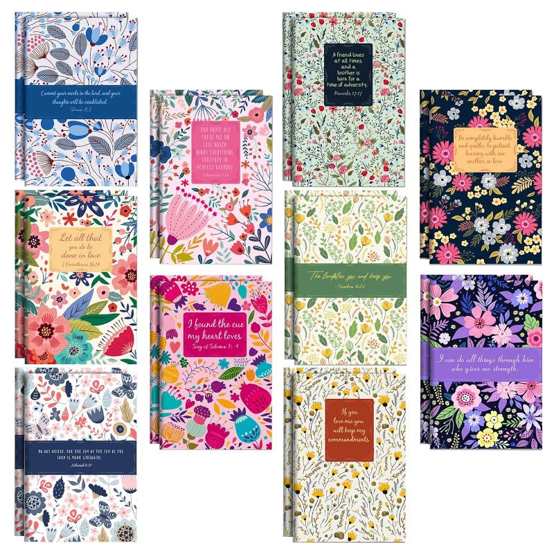 Photo 1 of Floral Notebooks with Bible Verses Christian Memo Book Inspirational Journal Notebook Small Pocket Notebook Lined Notebook Mini Notepad Lined Paper Pads Calendars Planners and Organizers(20 Pieces)
