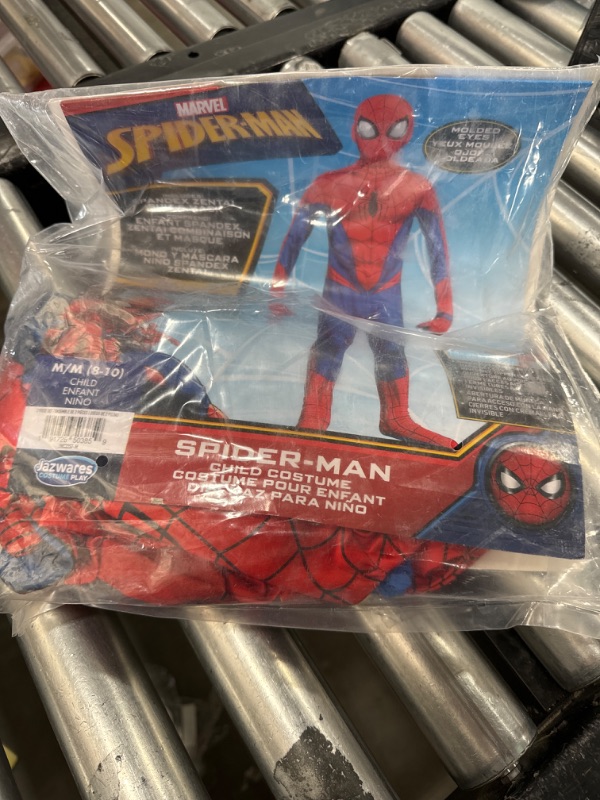 Photo 1 of MARVEL Spider-Man Official Youth Deluxe Zentai Suit - Spandex Jumpsuit with Printed Design and Detachable Spandex Mask and Plastic Eyes Medium