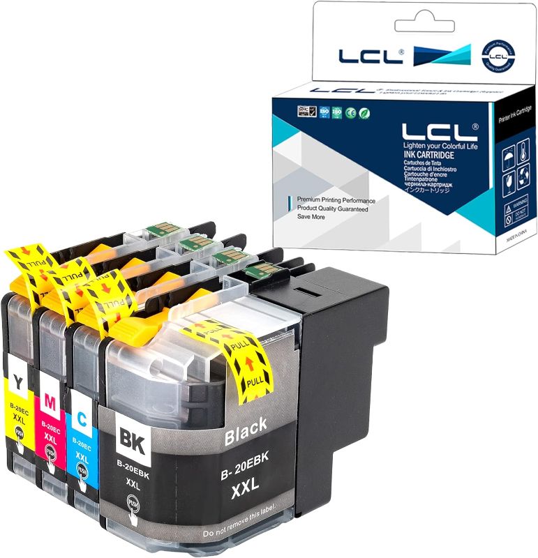 Photo 1 of LCL Compatible Ink Cartridge Replacement for Brother LC20E LC20EBK LC20EC LC20EM LC20EY XXL MFC-J5920DW MFC-J985DW MFC-J775DW (4-Pack Black Cyan Magenta Yellow)
