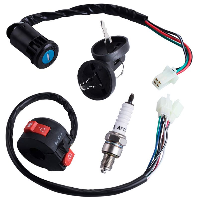 Photo 1 of 3 Function Left Starter Switch+4 Wires Ignition Switch Key with Cap Assembly for 50cc 70 cc 90cc 110 cc 125cc 150cc TaoTao SUNL Coolster Chinese ATV Quad 4 Wheeler Apollo Dirt Bike Scooter Parts
