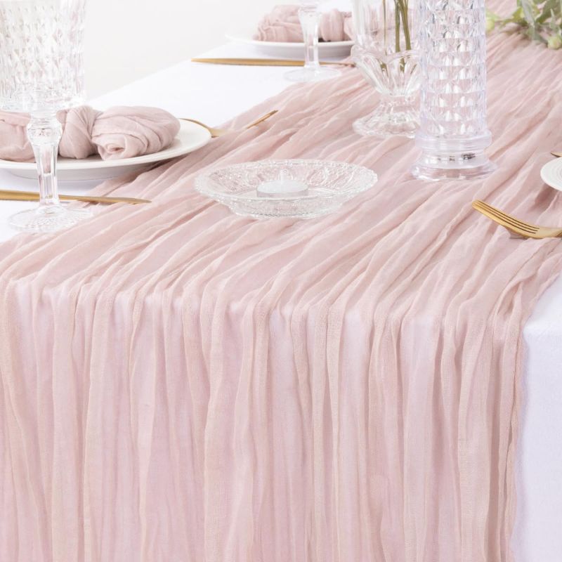Photo 1 of 10Ft Champagne Cheesecloth Table Runner: 35x120 Inches Rustic Gauze Boho Wedding Table Runner Decoration Cheese Cloth Wedding Table Decor Sheer Runner for Bridal Babay Shower Birthday Party,1Pack Champagne-cheesecloth 1