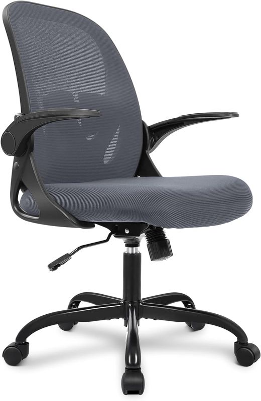 Photo 1 of Primy Office Chair Ergonomic Desk Chair with Adjustable Lumbar Support and Height, Swivel Breathable Desk Mesh Computer Chair with Flip up Armrests for Conference Room?Dark Gray?
