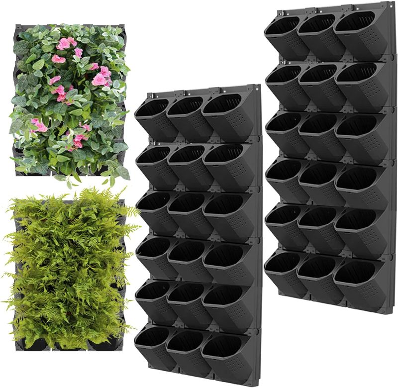 Photo 1 of Reaeng Self Watering Wall Planter with 36 Pots, Vertical Garden Planter for Indoor Plants, Wall Mounted planters Hanging Flower Herbs Vegetables, Wall Garden for Home (Black, 36 Pots)
